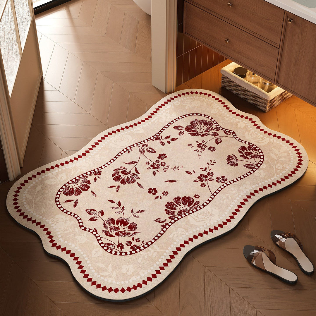 Floral-Themed Bathroom Mat