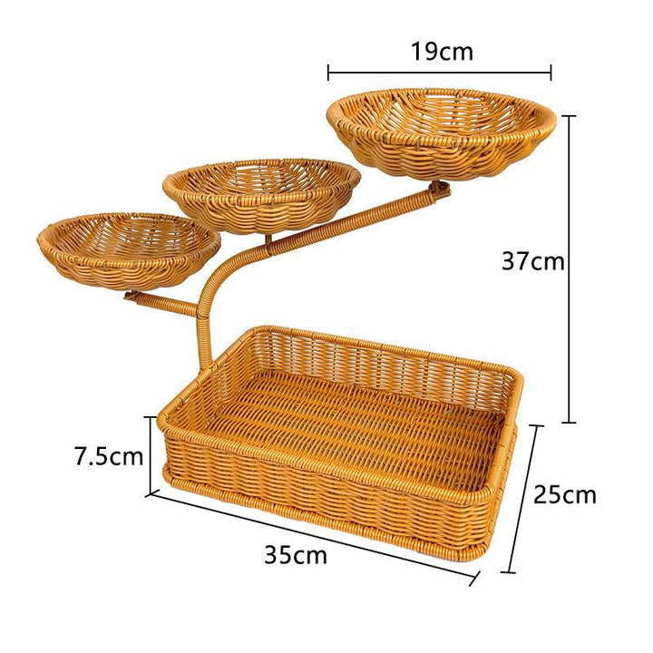 Unisex fruit and vegetable rack made of rattan with multiple levels Kalsten