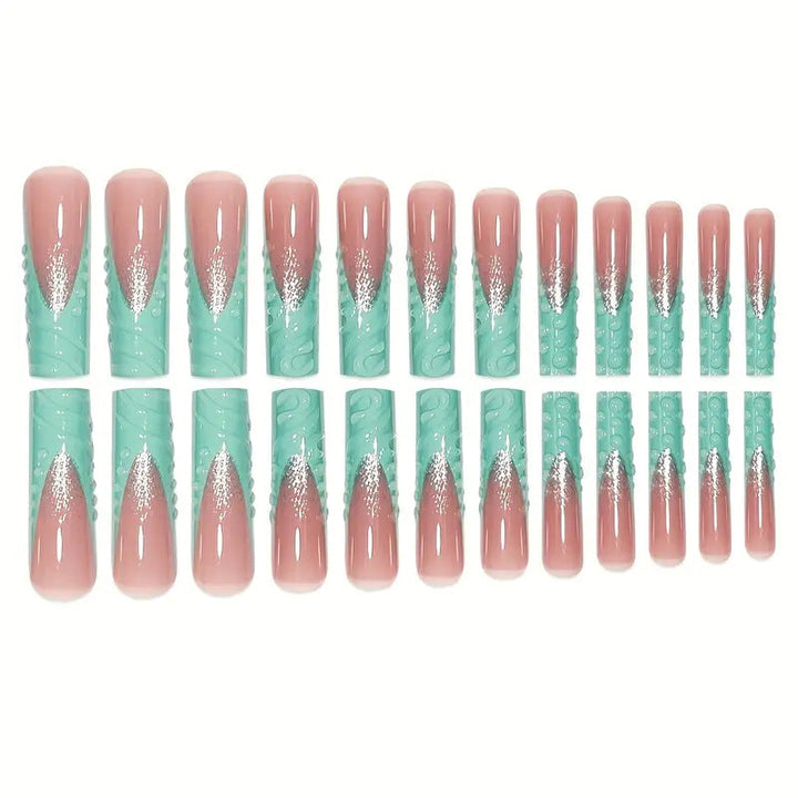 Artistic Wave-Pattern Press-On Nails Kalsten