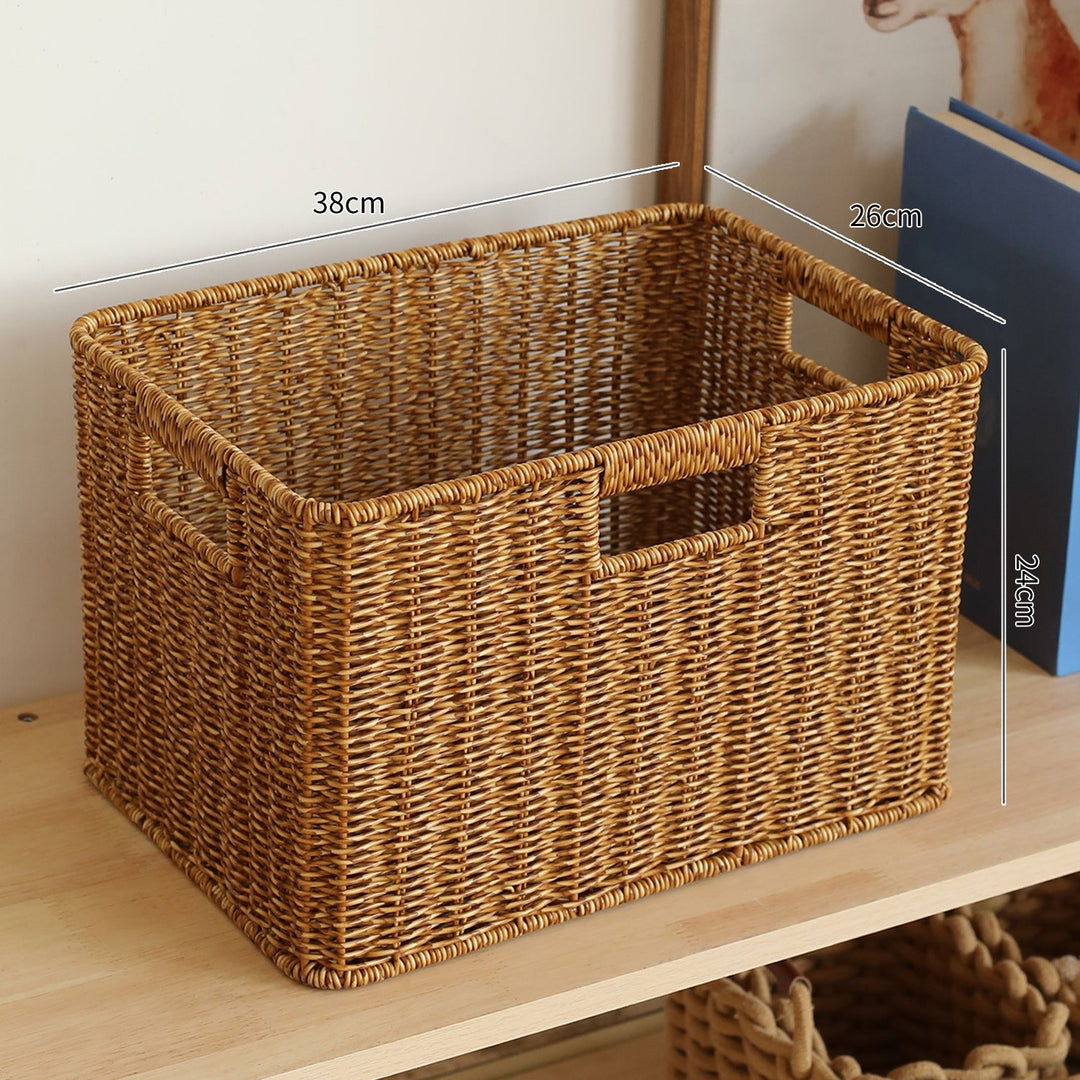 Woven Storage Basket with Ergonomic Cutout Handles Kalsten