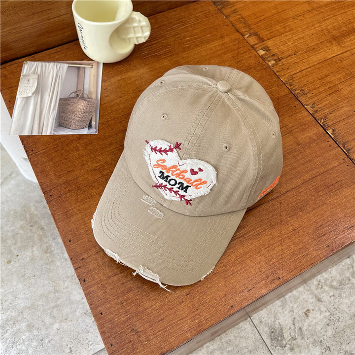 Women's Distressed Softball Mom Patch Baseball Cap Kalsten