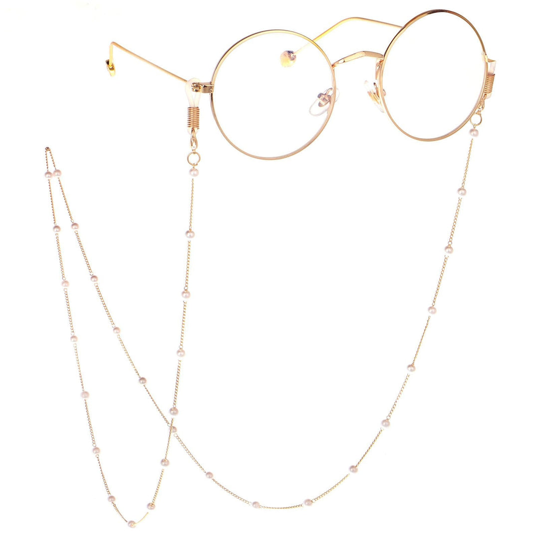 Elegant Heart-Shaped Pearl Chain Eyewear Holder Kalsten