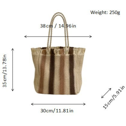 Braided beach bag with fringe details Kalsten