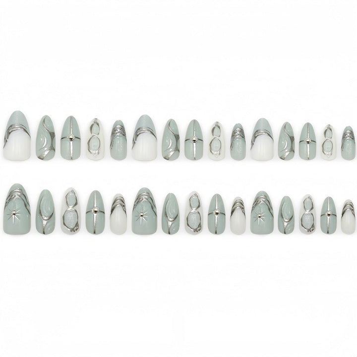 Elegant Artificial Nails with Artistic Accents Kalsten