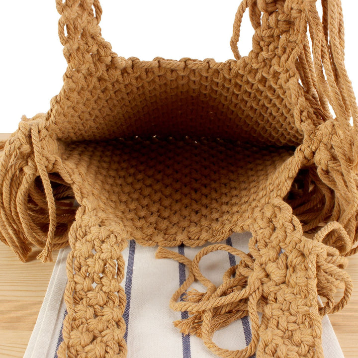 Macrame bag with creative fringes and comfortable carrying handle Kalsten