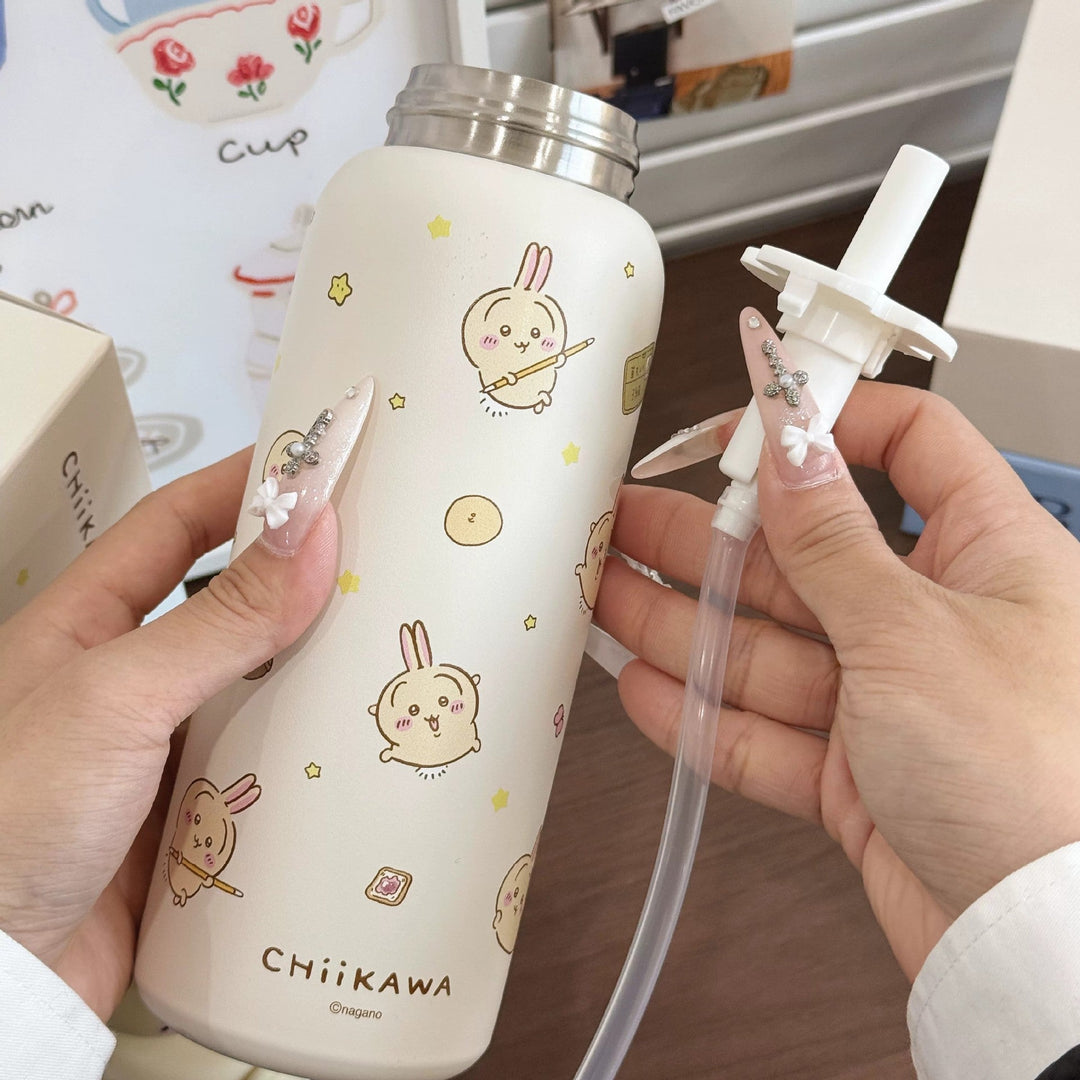 Women Stainless Steel Water Bottle with Interactive Animal Head Design Kalsten