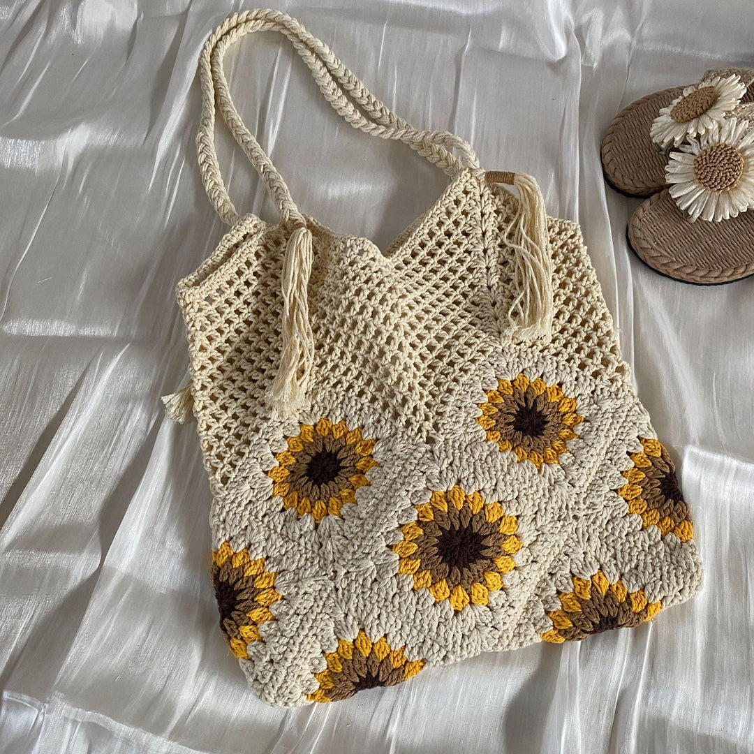 Macrame shopping bag with sunflower pattern Kalsten