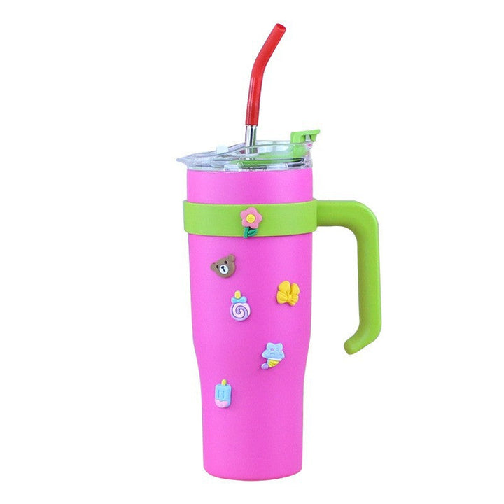 Women's insulated cup with straw and ergonomic handle Kalsten
