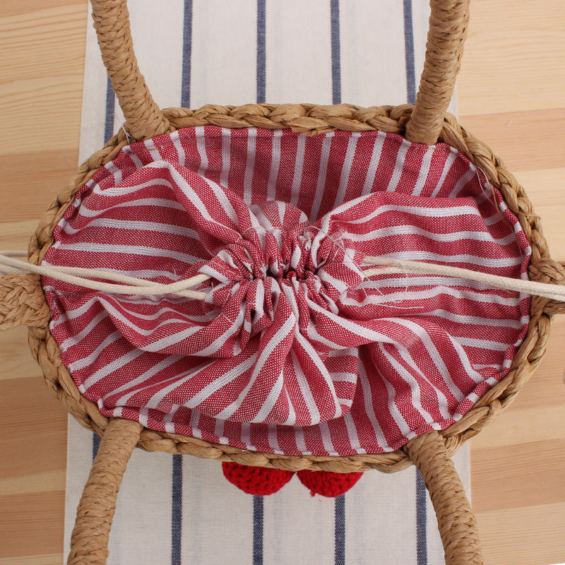 Basket bag with crocheted cherry design Kalsten