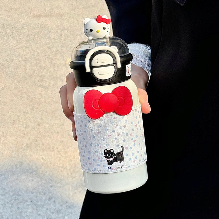 Women's creative water bottle with interactive lid and cute Kalsten design