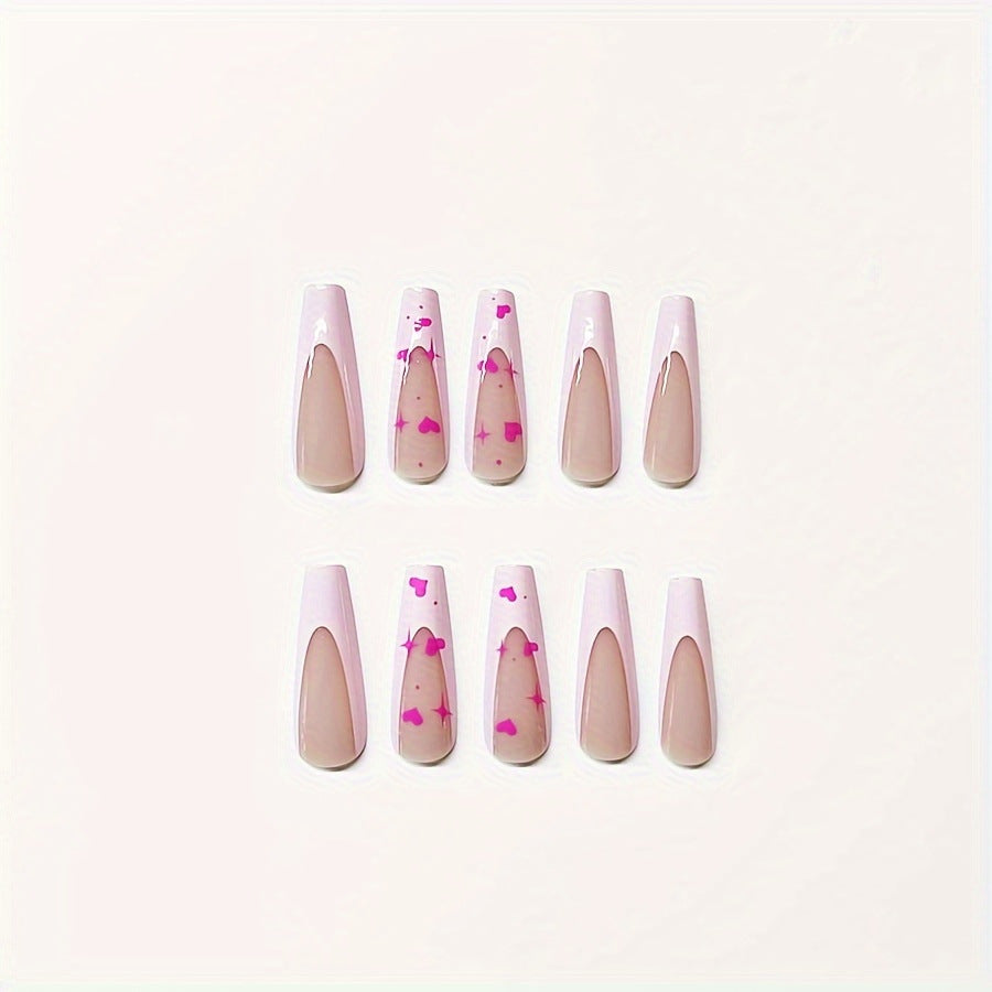 Decorative Heart-Themed Press-On Nail Art Kalsten