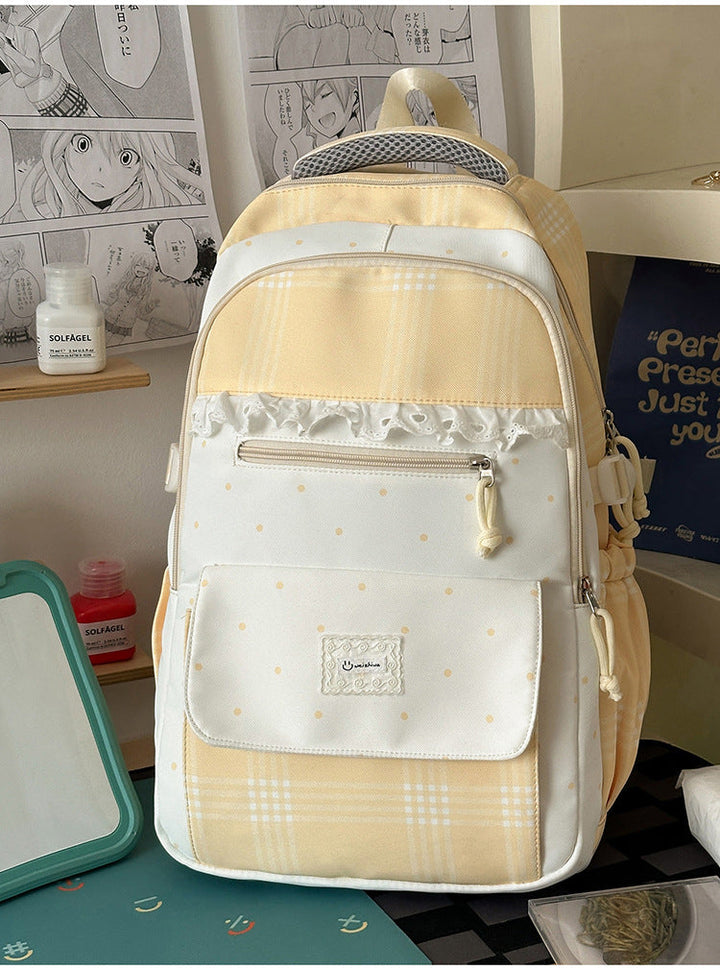 Cute Plaid Print School Backpack