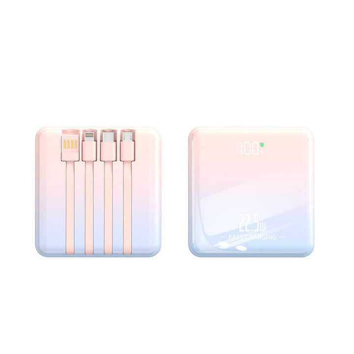 Portable power bank with integrated charging cables and digital display Kalsten
