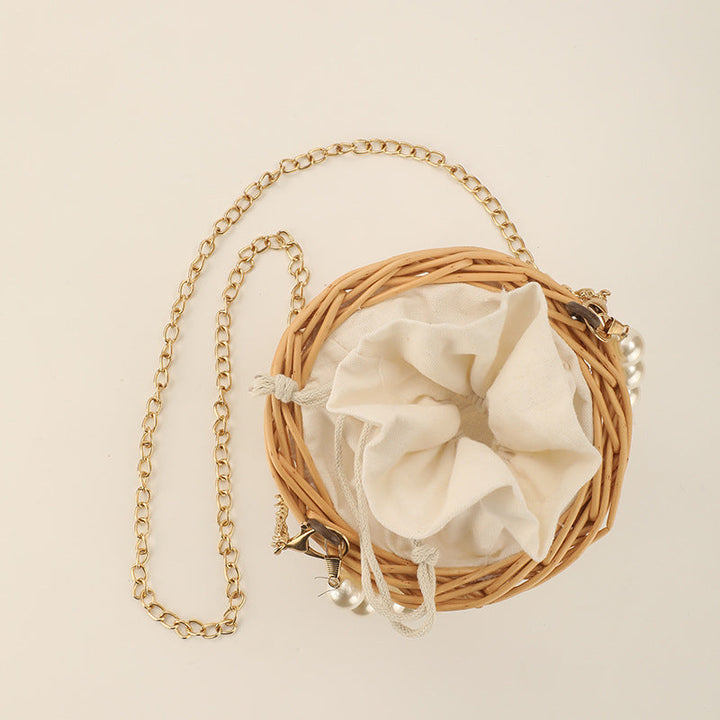 Women's elegant basket bag with pearl chain Kalsten