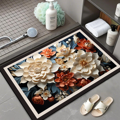 Floral Patterned Comfort Bath Mat Acalora
