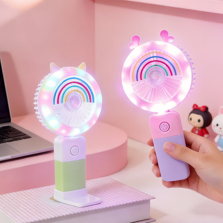 Women's Portable LED Hand Fan with Creative Light Effects Kalsten