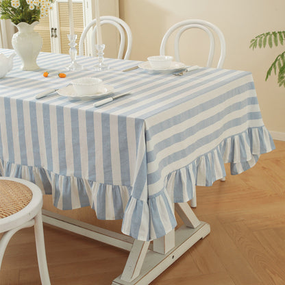 Ruffled Striped Tablecloth