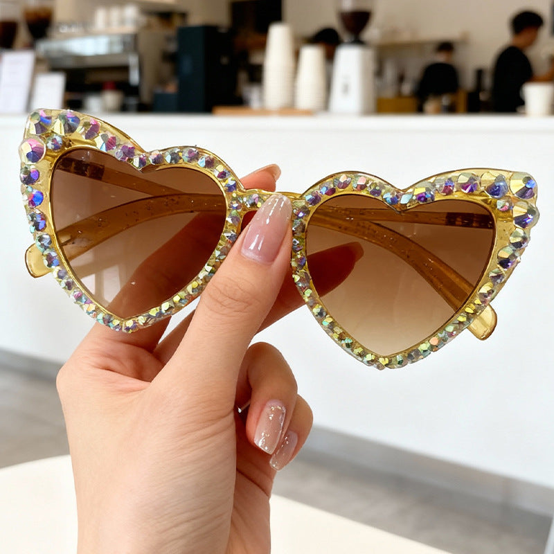 Rhinestone Heart-Shaped Sunglasses Kalsten