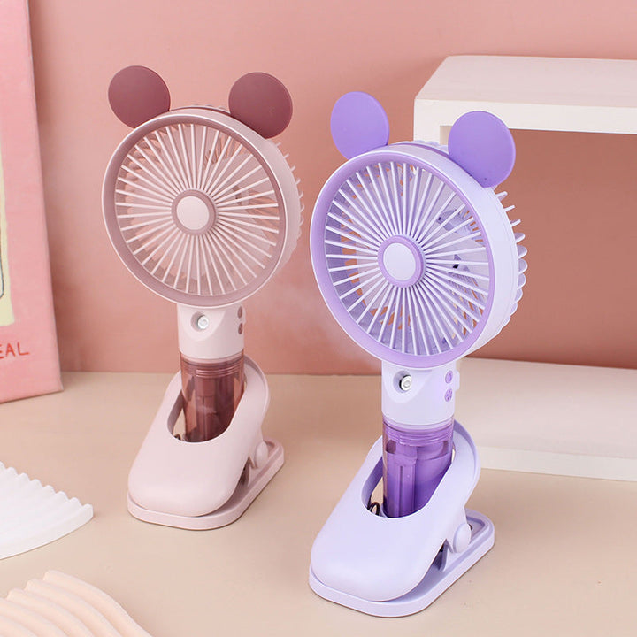 Cooling compact rechargeable clip-on misting handheld fan with detachable water reservoir and adjustable tilt Kalsten