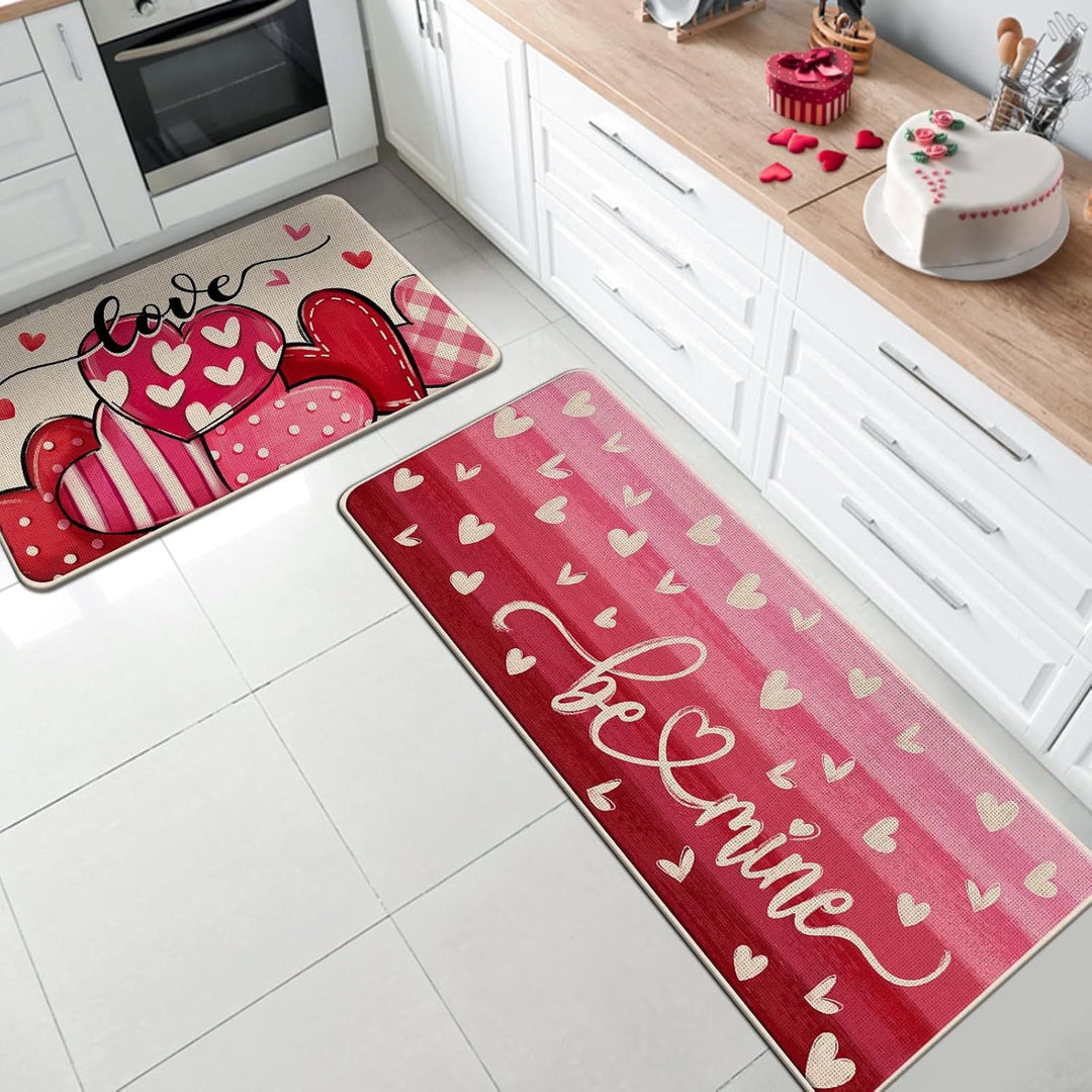 Heart-Themed Kitchen Runner Mat Kalsten