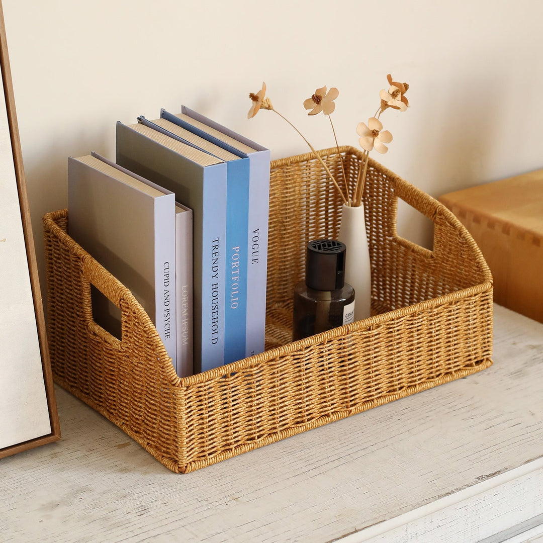 Woven Storage Organizer Basket with Cutout Handles Kalsten