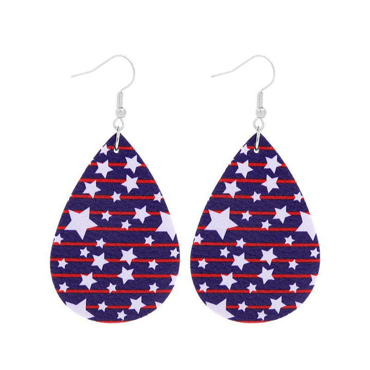Women's lightweight drop earrings with stars-and-stripes design made of vegan leather Kalsten