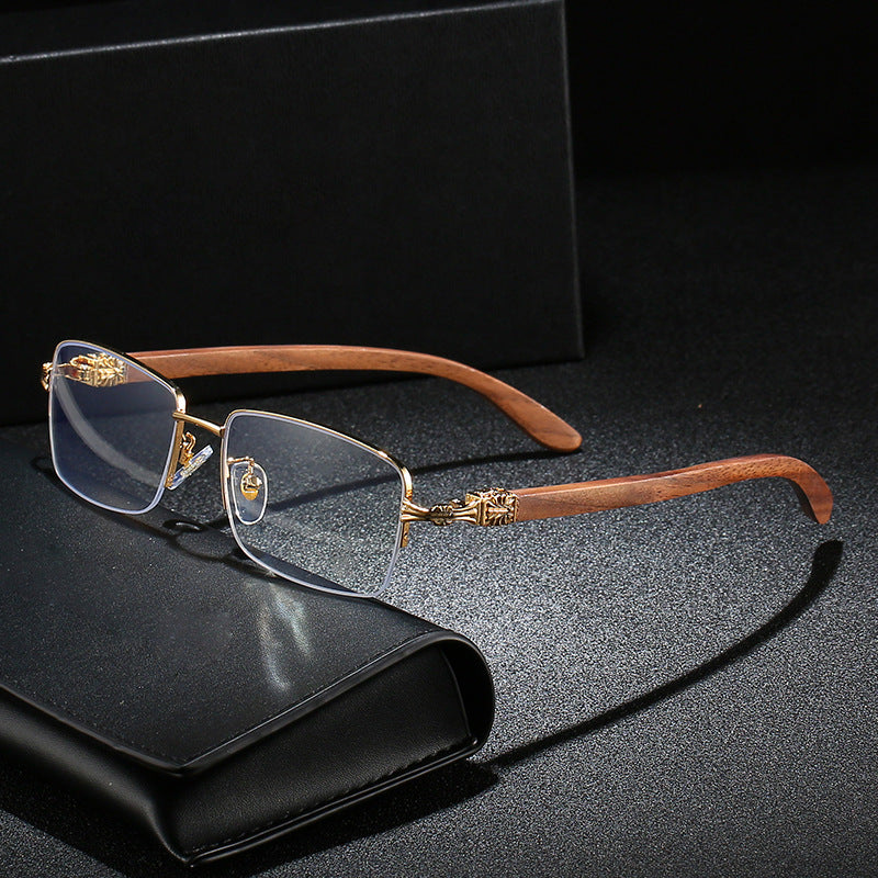 Ladies fashionable glasses with rectangular frame and high-quality wood details Kalsten