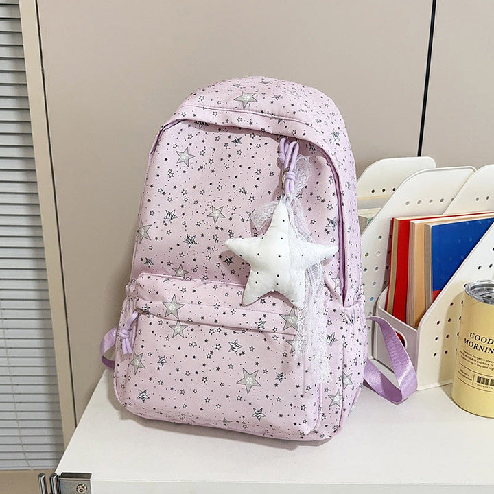 Star-Patterned School Backpack