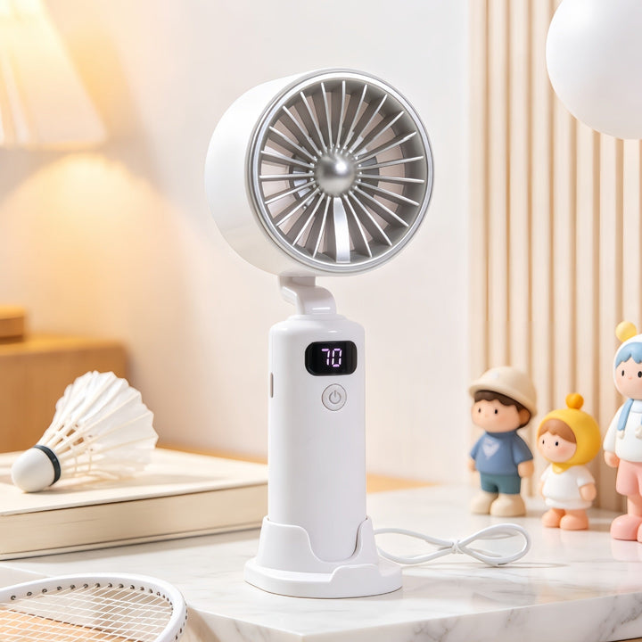 Women portable USB table fan with digital speed display Kalsten