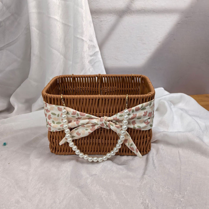 Women's stylish rattan container with pearl handle Kalsten