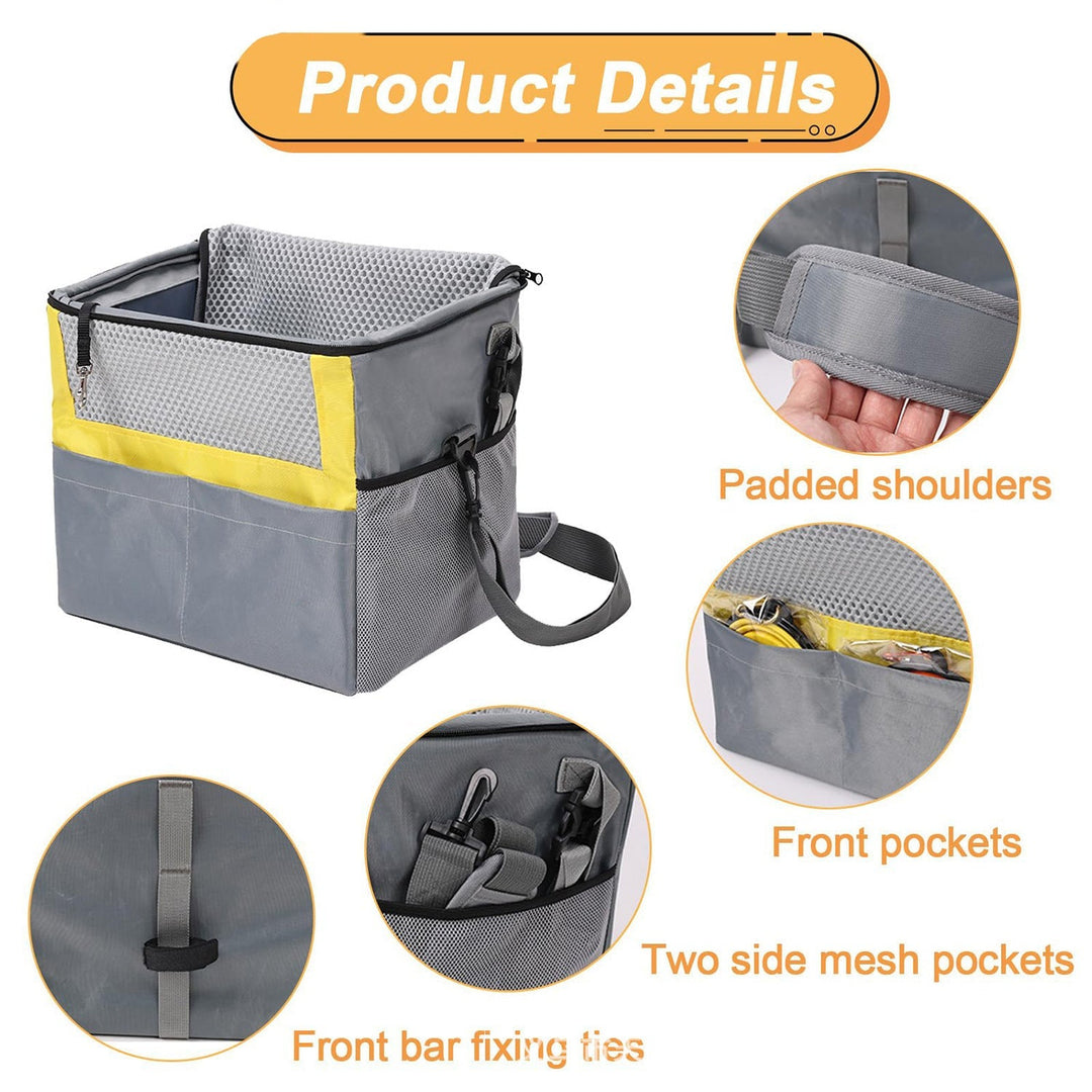Padded Front Bicycle Pet Carrier Basket with Safety Leash and Reflective Trim Kalsten