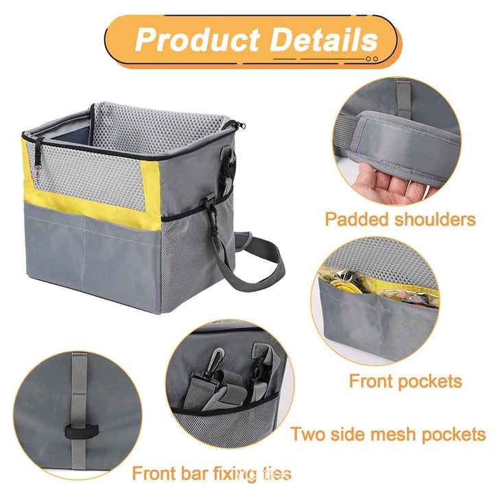 Padded Front Bicycle Pet Carrier Basket with Safety Leash and Reflective Trim Kalsten