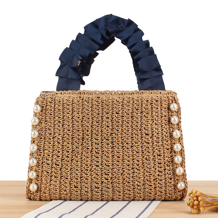 Handbag with High-Quality Pearl Embellishment and Fashionable Ruffled Handle Kalsten