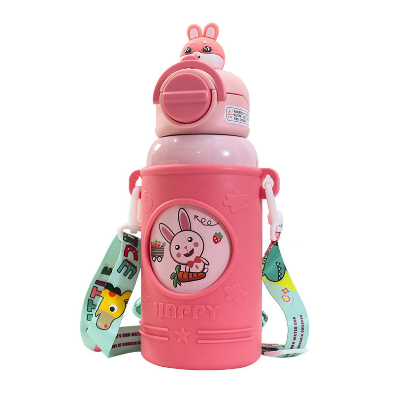 Ladies Insulated Drinking Bottle with Cute Frog Design and Practical Carry Strap Kalsten
