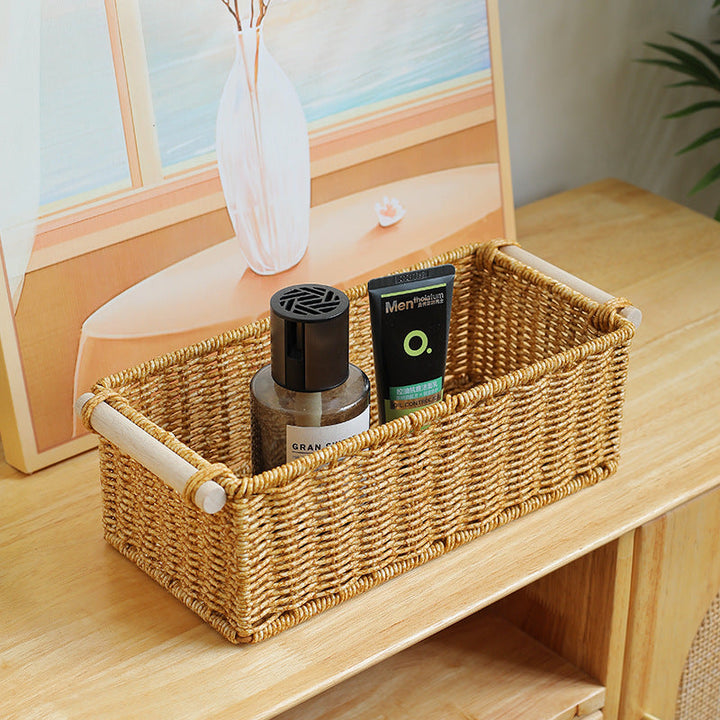 Unisex Rectangular Basket made of woven natural material Kalsten