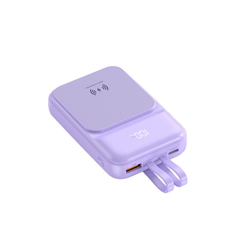 Portable power bank with wireless charging function and integrated charging cable Kalsten