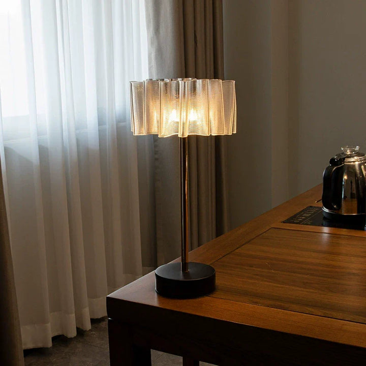 Pleated Full-Aluminum Rechargeable Table Lamp | Kalsten