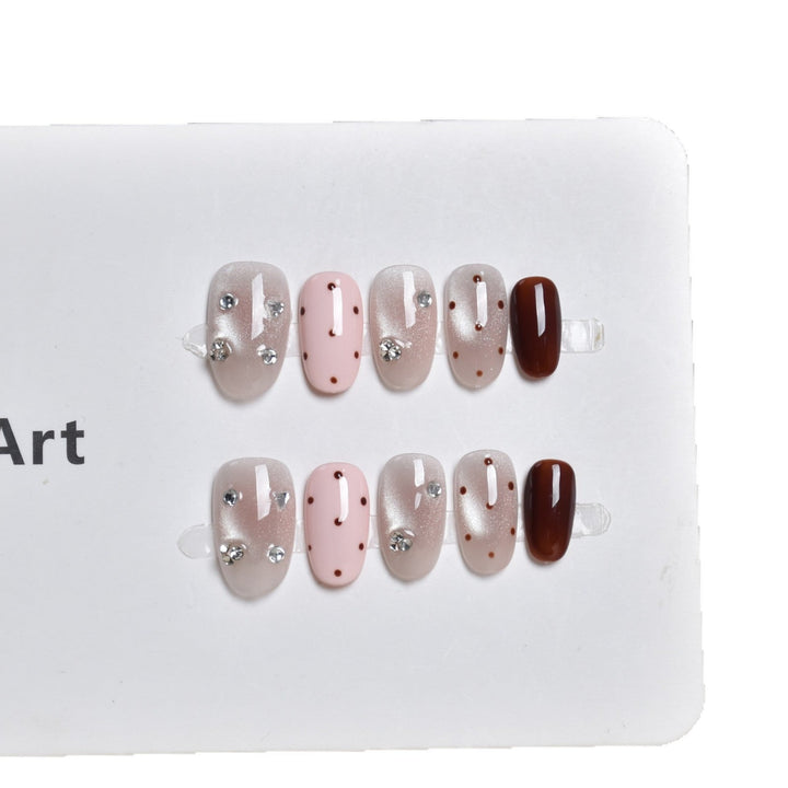 Premium Rhinestone-Embellished Press-On Nail Art Kalsten