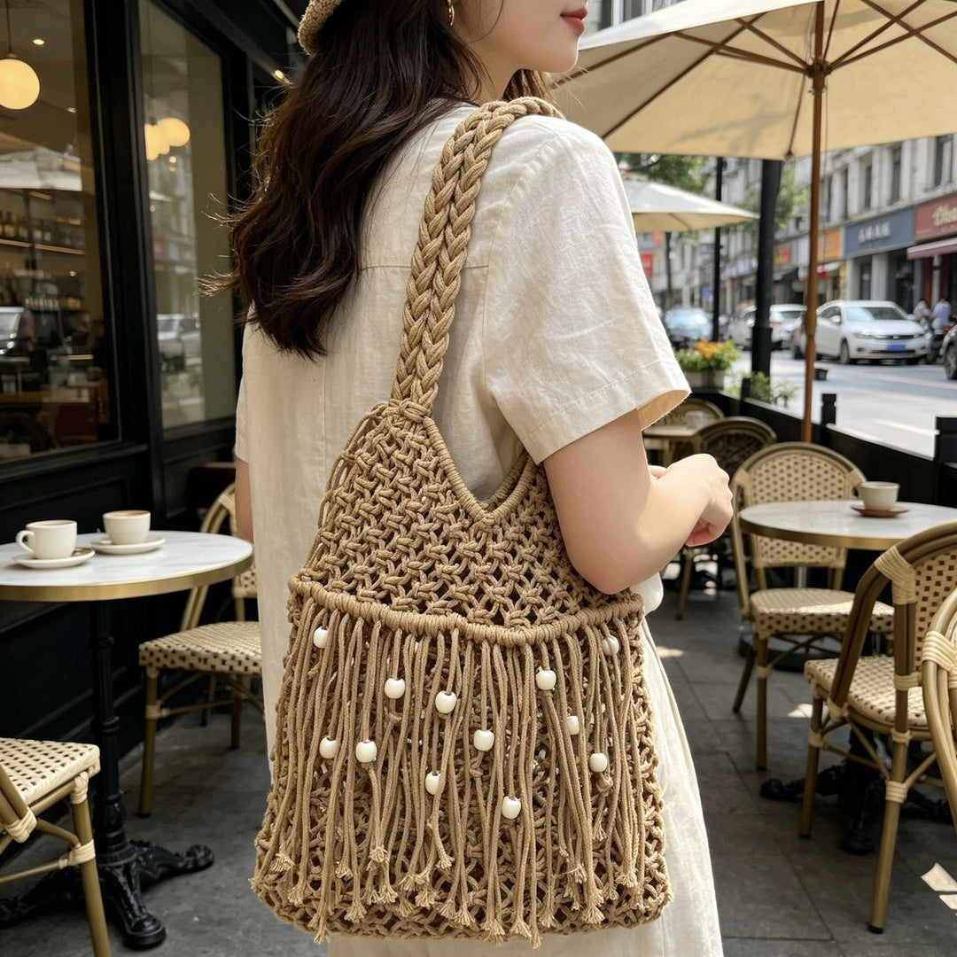Macrame Crossbody Bag with Tassels Kalsten