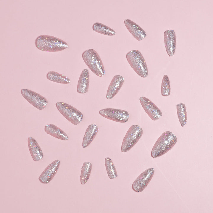Sparkling Glittery Almond-Shape Press-On Nails Kalsten