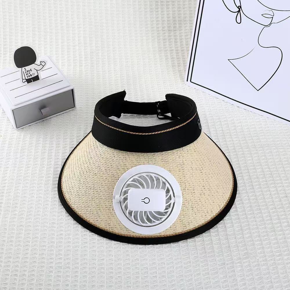 Breathable sun visor with detachable front fan and adjustable neck strap Kalsten