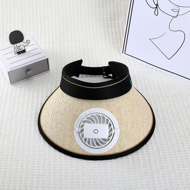 Breathable sun visor with detachable front fan and adjustable neck strap Kalsten