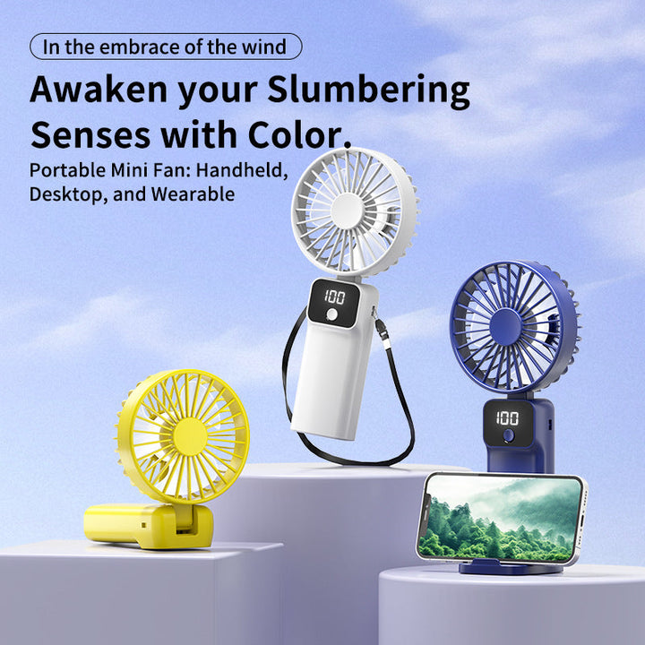 Unisex portable battery fan with digital display and integrated power bank Kalsten