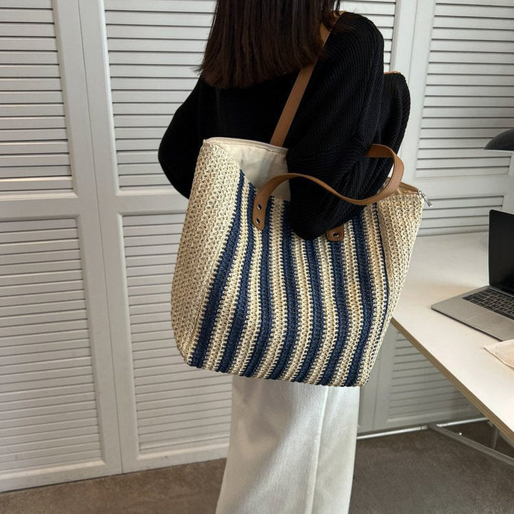 Stylish and Spacious Shopping Bag Made of Refined Straw Mix Kalsten