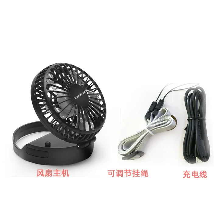 Unisex one size compact foldable rechargeable USB personal fan with tiltable head and lanyard Kalsten