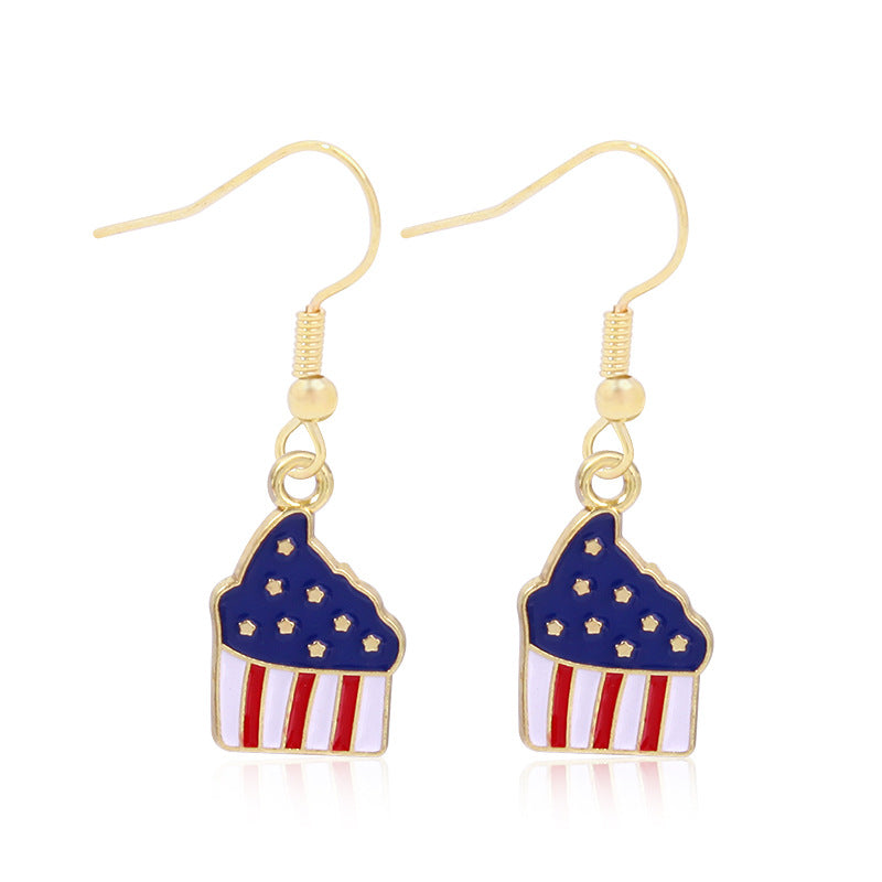 Women's star-shaped enamel earrings with USA flag motif and gold-plated fish Kalsten