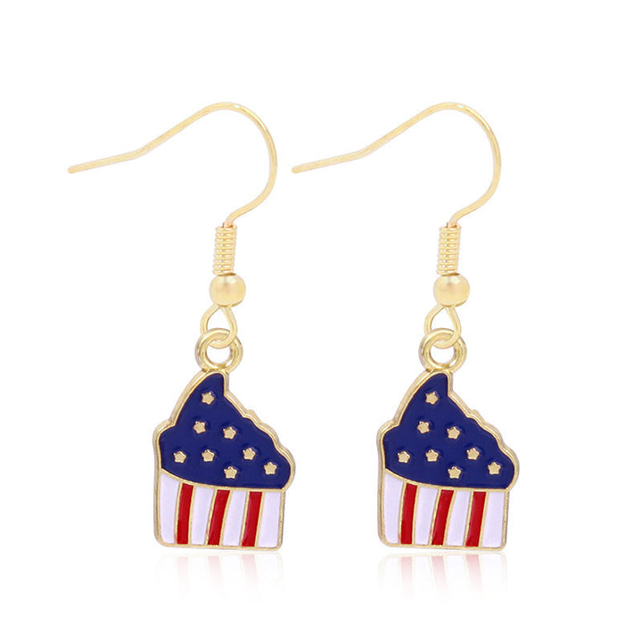Women's star-shaped enamel earrings with USA flag motif and gold-plated fish Kalsten