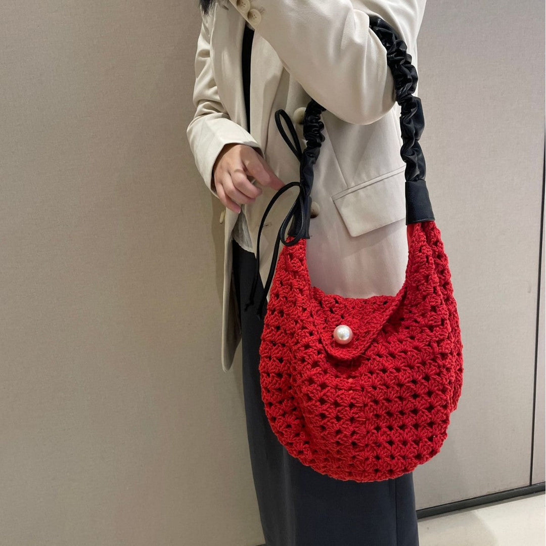 Hand-knotted all-rounder bag with elegant pearl decoration Kalsten