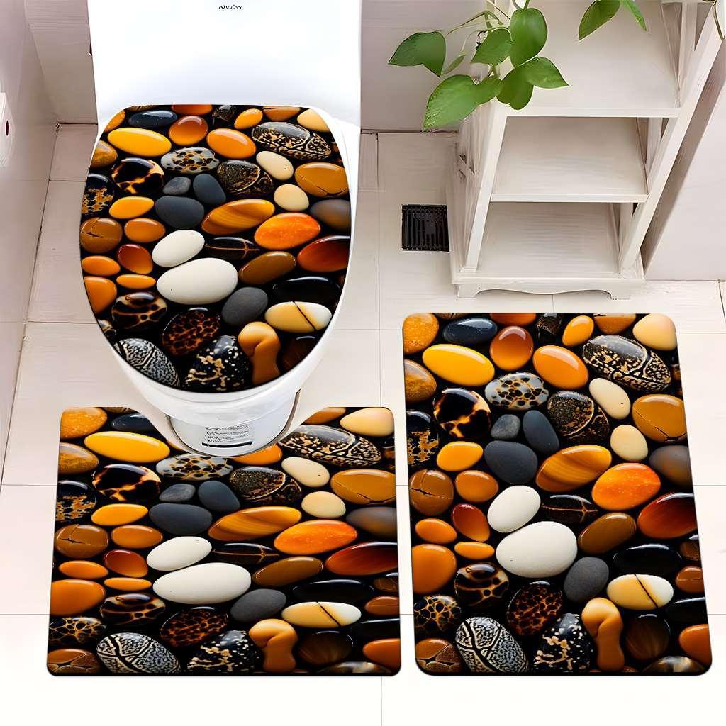 Decorative Pebble Bathroom Mat Set Kalsten