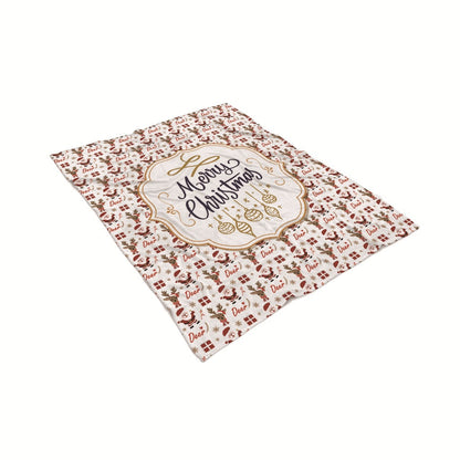 Festive Holiday-Themed Fleece Throw Blanket